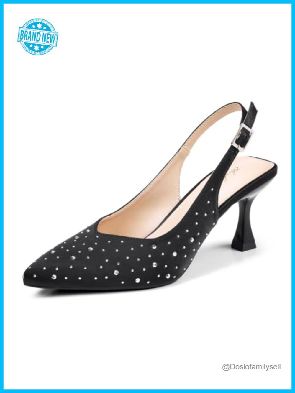 Kitten Heel Slingback Low Pumps Pointed Closed Toe Dressy Bridal Party Shoes